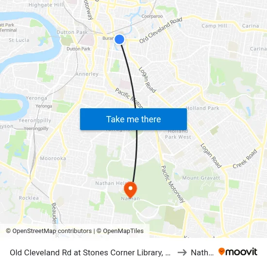 Old Cleveland Rd at Stones Corner Library, Stop 17 to Nathan map