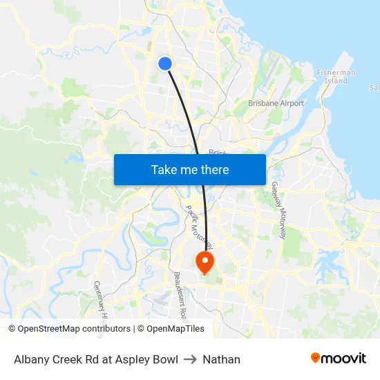 Albany Creek Rd at Aspley Bowl to Nathan map