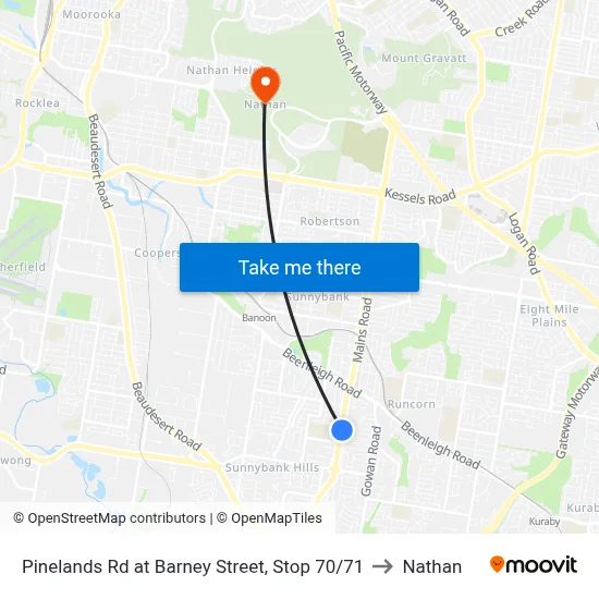 Pinelands Rd at Barney Street, Stop 70/71 to Nathan map