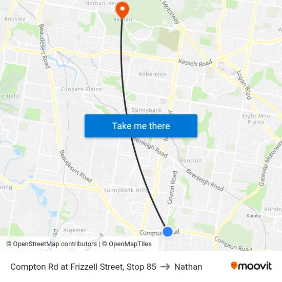 Compton Rd at Frizzell Street, Stop 85 to Nathan map