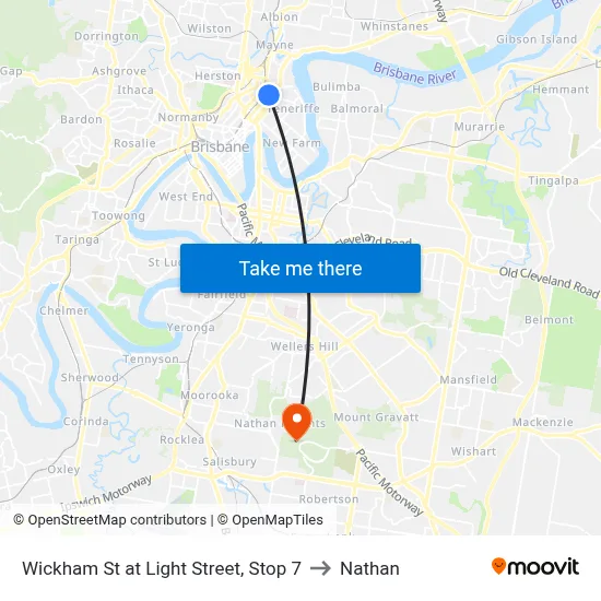 Wickham St at Light Street, Stop 7 to Nathan map