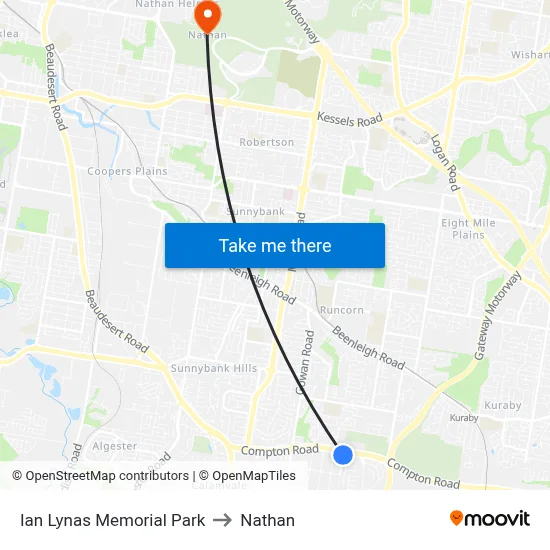Ian Lynas Memorial Park to Nathan map