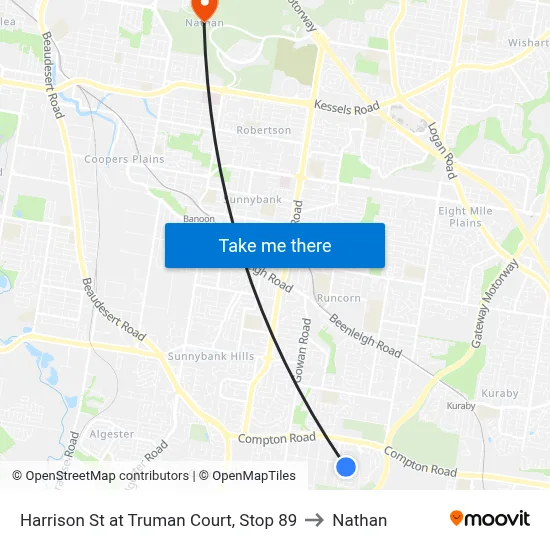 Harrison St at Truman Court, Stop 89 to Nathan map