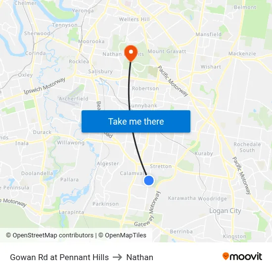 Gowan Rd at Pennant Hills to Nathan map