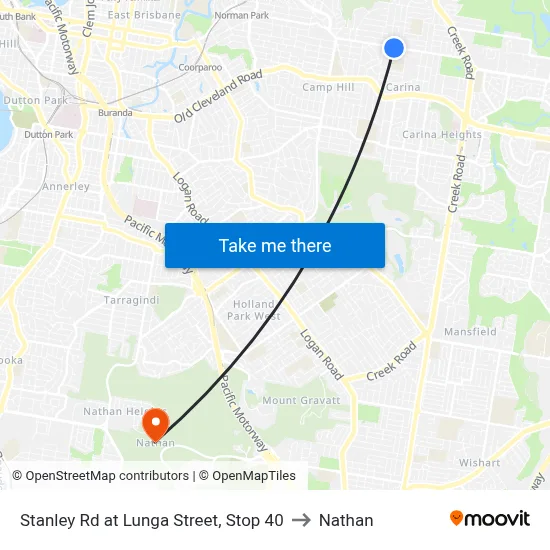 Stanley Rd at Lunga Street, Stop 40 to Nathan map