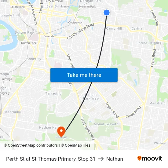 Perth St at St Thomas Primary, Stop 31 to Nathan map
