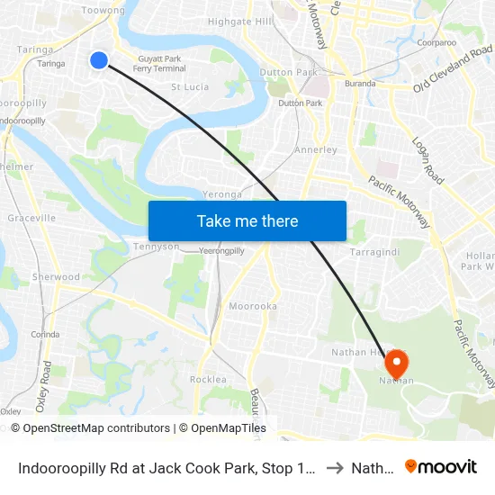 Indooroopilly Rd at Jack Cook Park, Stop 18/19 to Nathan map