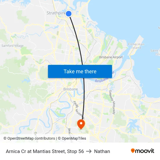 Arnica Cr at Mantias Street, Stop 56 to Nathan map
