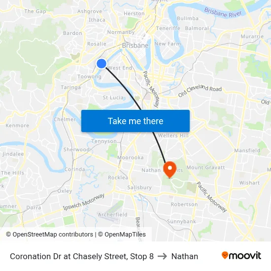 Coronation Dr at Chasely Street, Stop 8 to Nathan map