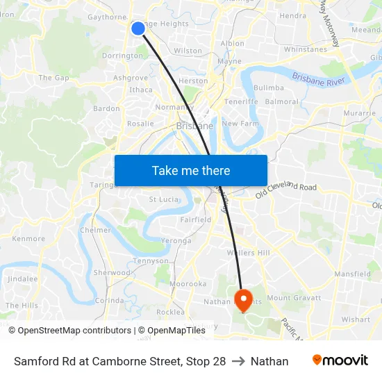 Samford Rd at Camborne Street, Stop 28 to Nathan map