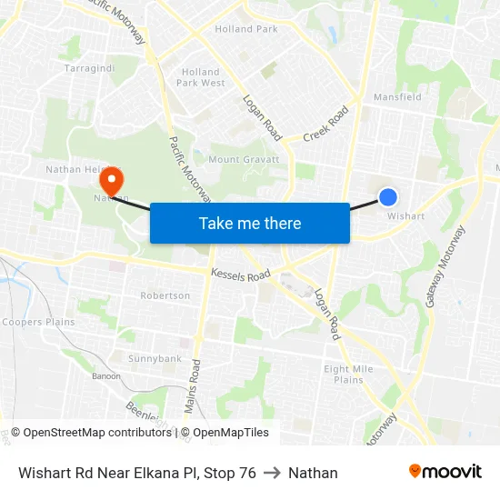 Wishart Rd Near Elkana Pl, Stop 76 to Nathan map