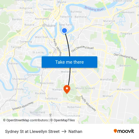 Sydney St at Llewellyn Street to Nathan map