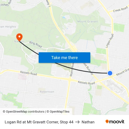 Logan Rd at Mt Gravatt Corner, Stop 44 to Nathan map