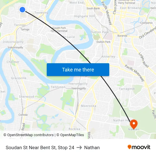 Soudan St Near Bent St, Stop 24 to Nathan map