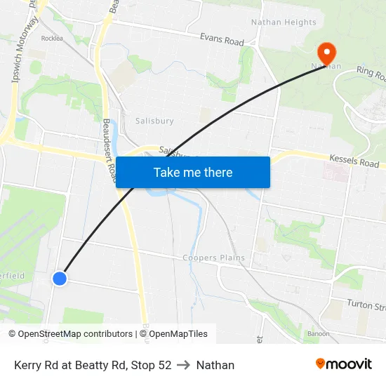 Kerry Rd at Beatty Rd, Stop 52 to Nathan map