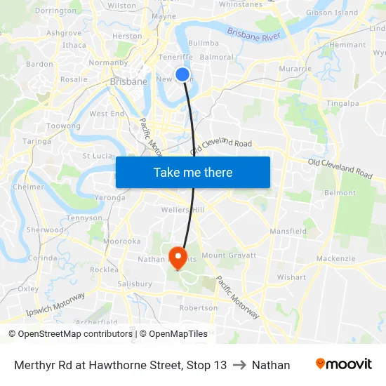 Merthyr Rd at Hawthorne Street, Stop 13 to Nathan map