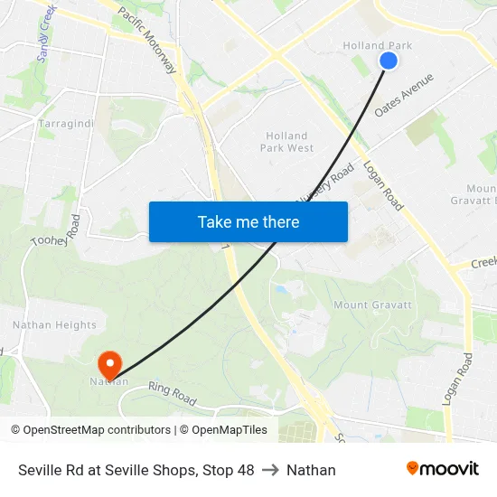 Seville Rd at Seville Shops, Stop 48 to Nathan map