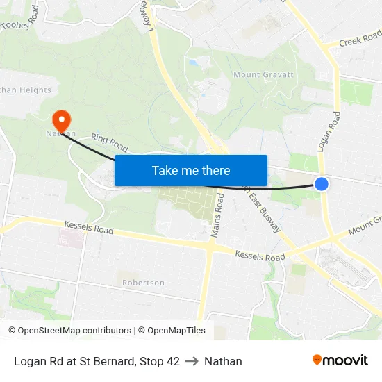 Logan Rd at St Bernard, Stop 42 to Nathan map
