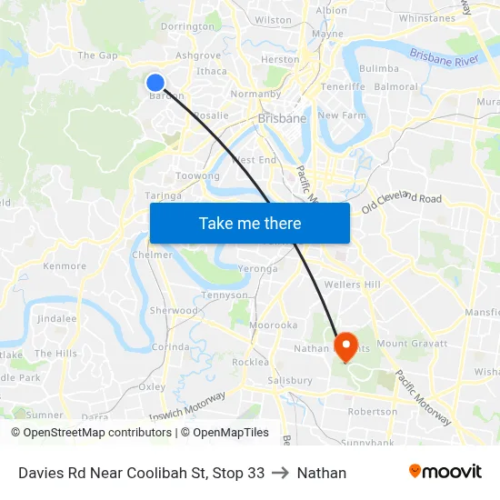 Davies Rd Near Coolibah St, Stop 33 to Nathan map