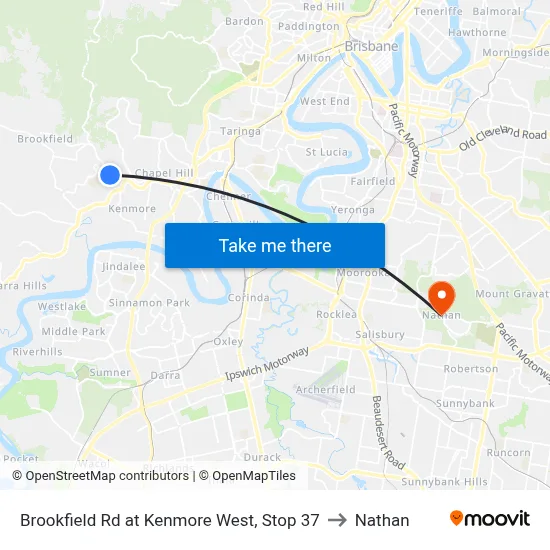 Brookfield Rd at Kenmore West, Stop 37 to Nathan map