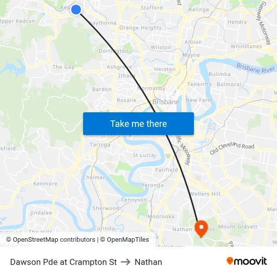 Dawson Pde at Crampton St to Nathan map