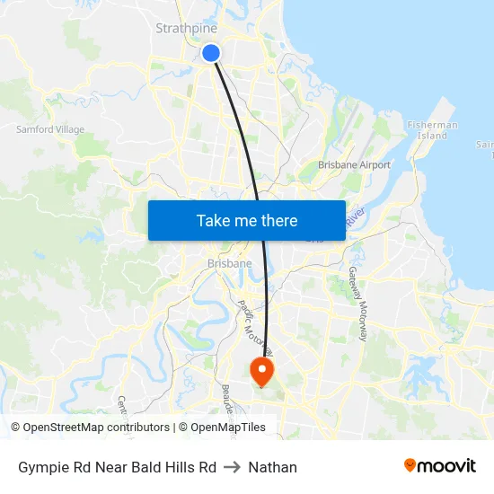 Gympie Rd Near Bald Hills Rd to Nathan map