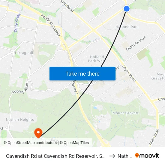 Cavendish Rd at Cavendish Rd Reservoir, Stop 40 to Nathan map