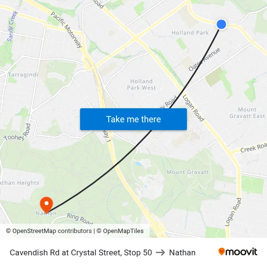 Cavendish Rd at Crystal Street, Stop 50 to Nathan map