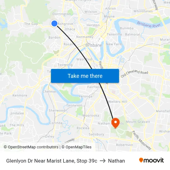 Glenlyon Dr Near Marist Lane, Stop 39c to Nathan map