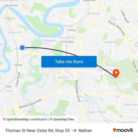 Thomas St Near Oxley Rd, Stop 55 to Nathan map