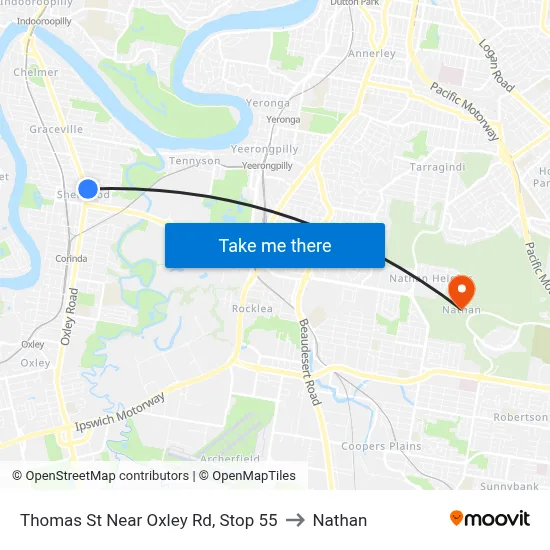 Thomas St Near Oxley Rd, Stop 55 to Nathan map