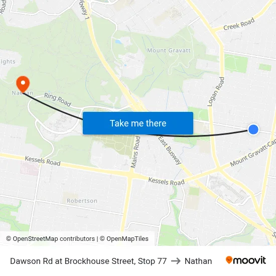 Dawson Rd at Brockhouse Street, Stop 77 to Nathan map
