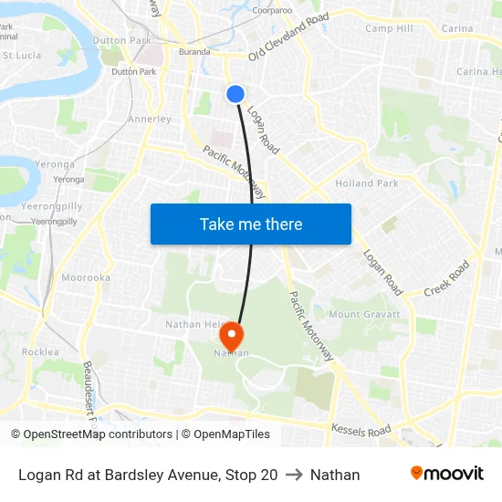 Logan Rd at Bardsley Avenue, Stop 20 to Nathan map