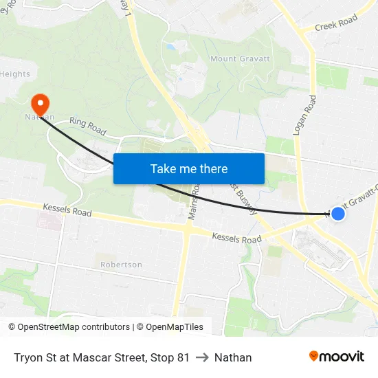 Tryon St at Mascar Street, Stop 81 to Nathan map