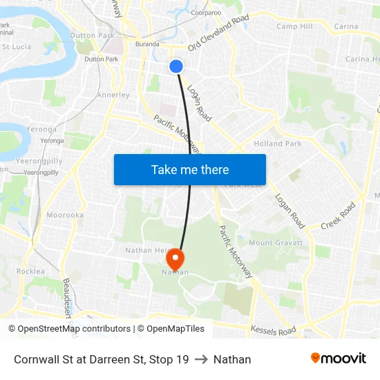 Cornwall St at Darreen St, Stop 19 to Nathan map