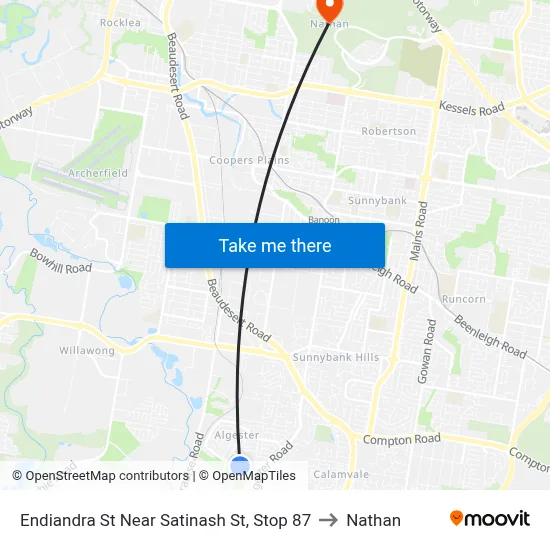 Endiandra St Near Satinash St, Stop 87 to Nathan map