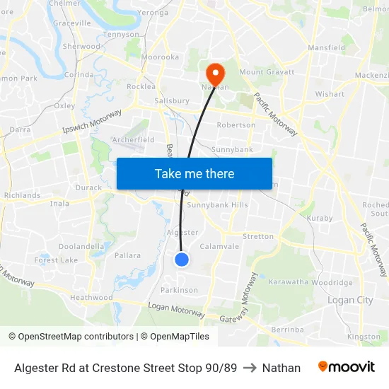 Algester Rd at Crestone Street Stop 90/89 to Nathan map