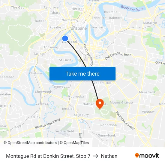 Montague Rd at Donkin Street, Stop 7 to Nathan map