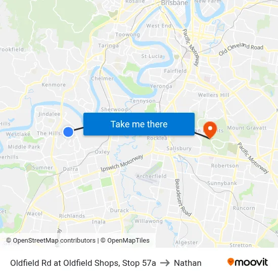 Oldfield Rd at Oldfield Shops, Stop 57a to Nathan map
