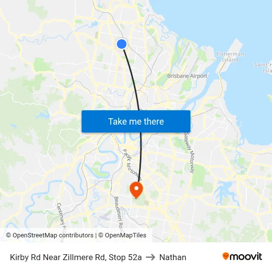 Kirby Rd Near Zillmere Rd, Stop 52a to Nathan map