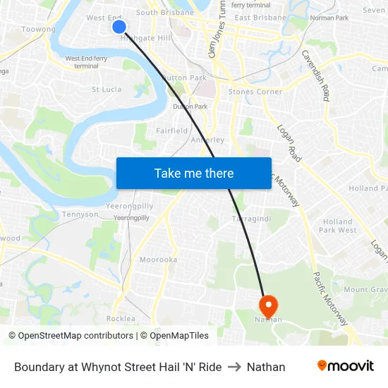 Boundary at Whynot Street Hail 'N' Ride to Nathan map