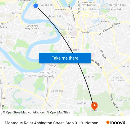 Montague Rd at Ashington Street, Stop 9 to Nathan map