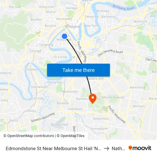 Edmondstone St Near Melbourne St Hail 'N' Ride to Nathan map