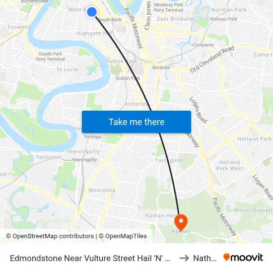 Edmondstone Near Vulture Street Hail 'N' Ride to Nathan map