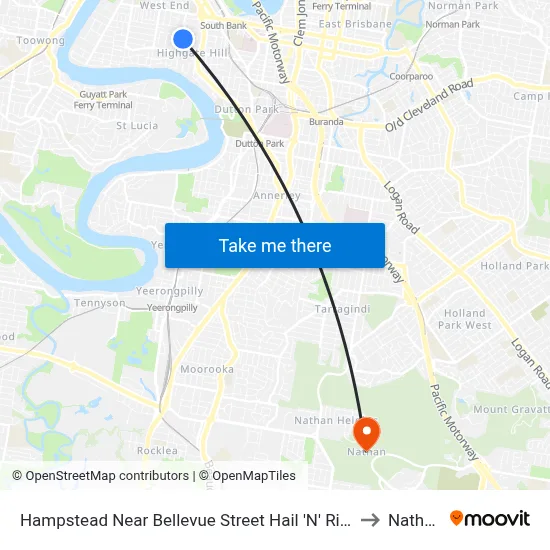 Hampstead Near Bellevue Street Hail 'N' Ride to Nathan map