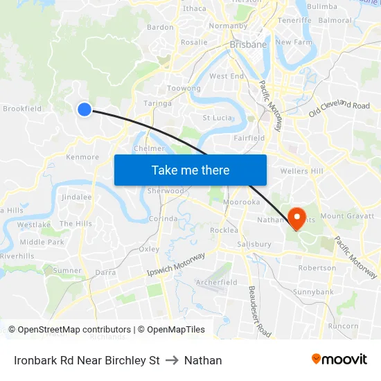 Ironbark Rd Near Birchley St to Nathan map