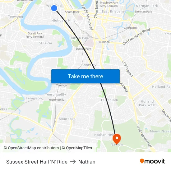 Sussex Street Hail 'N' Ride to Nathan map