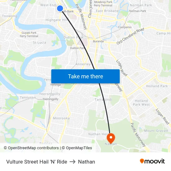 Vulture Street Hail 'N' Ride to Nathan map
