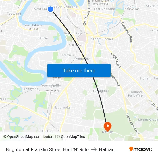 Brighton at Franklin Street Hail 'N' Ride to Nathan map
