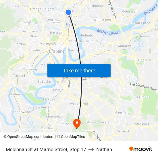 Mclennan St at Marne Street, Stop 17 to Nathan map